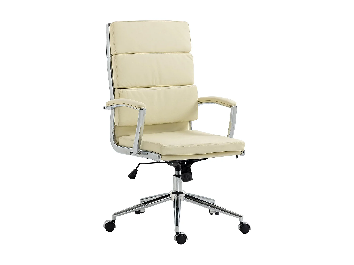 Chaise de bureau - Similicuir & Métal chromé - Crème - Cleveland