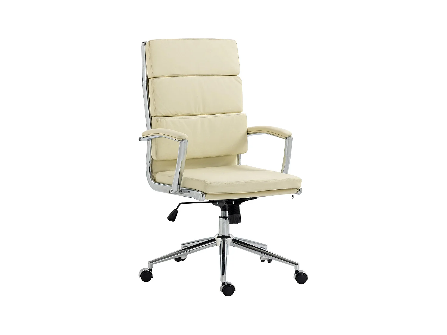 Chaise de bureau - Similicuir & Métal chromé - Crème - Cleveland