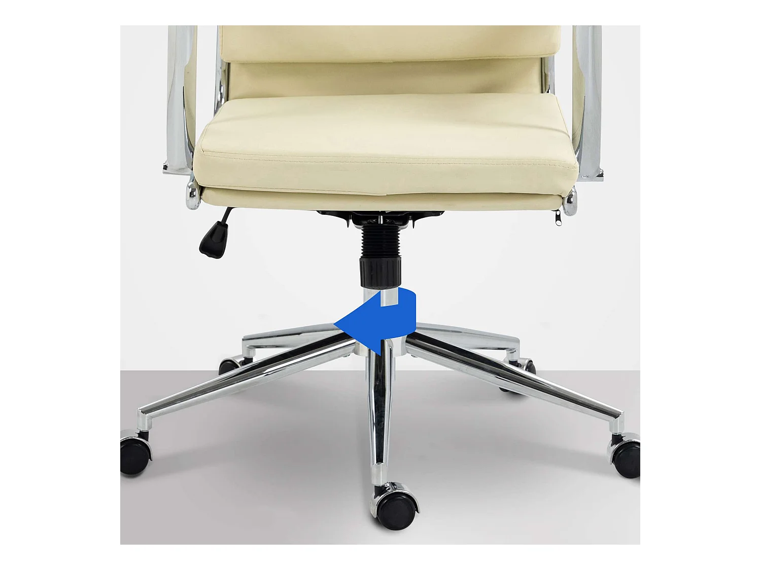 Chaise de bureau - Similicuir & Métal chromé - Crème - Cleveland