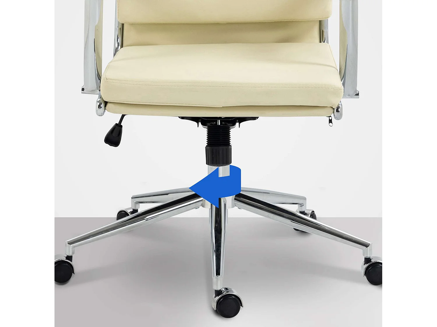 Chaise de bureau - Similicuir & Métal chromé - Crème - Cleveland