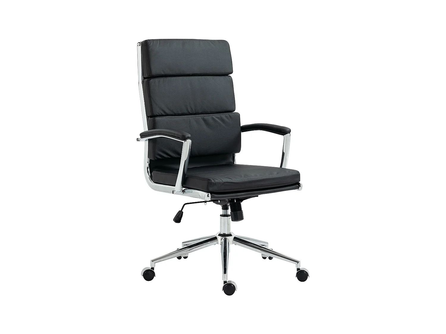 Chaise de bureau - Similicuir & Métal chromé - Noir - Cleveland