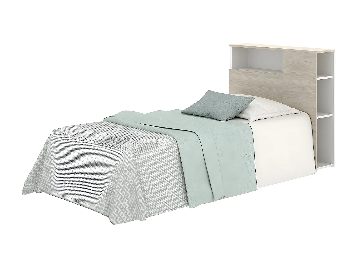 Tête de lit pour enfant en bois coloris blanc, chêne naturel - Longueur 97 x Profondeur 23,5 x Hauteur 95 cm