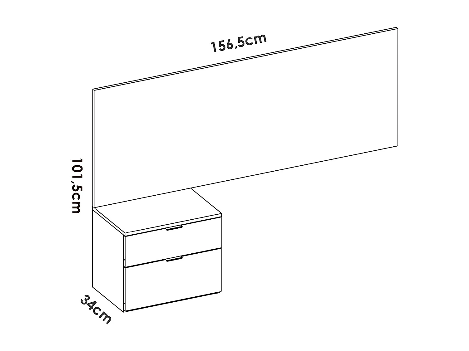 Tête de lit + table de nuit pour enfant avec 2 tiroirs coloris imitation lamelles, blanc