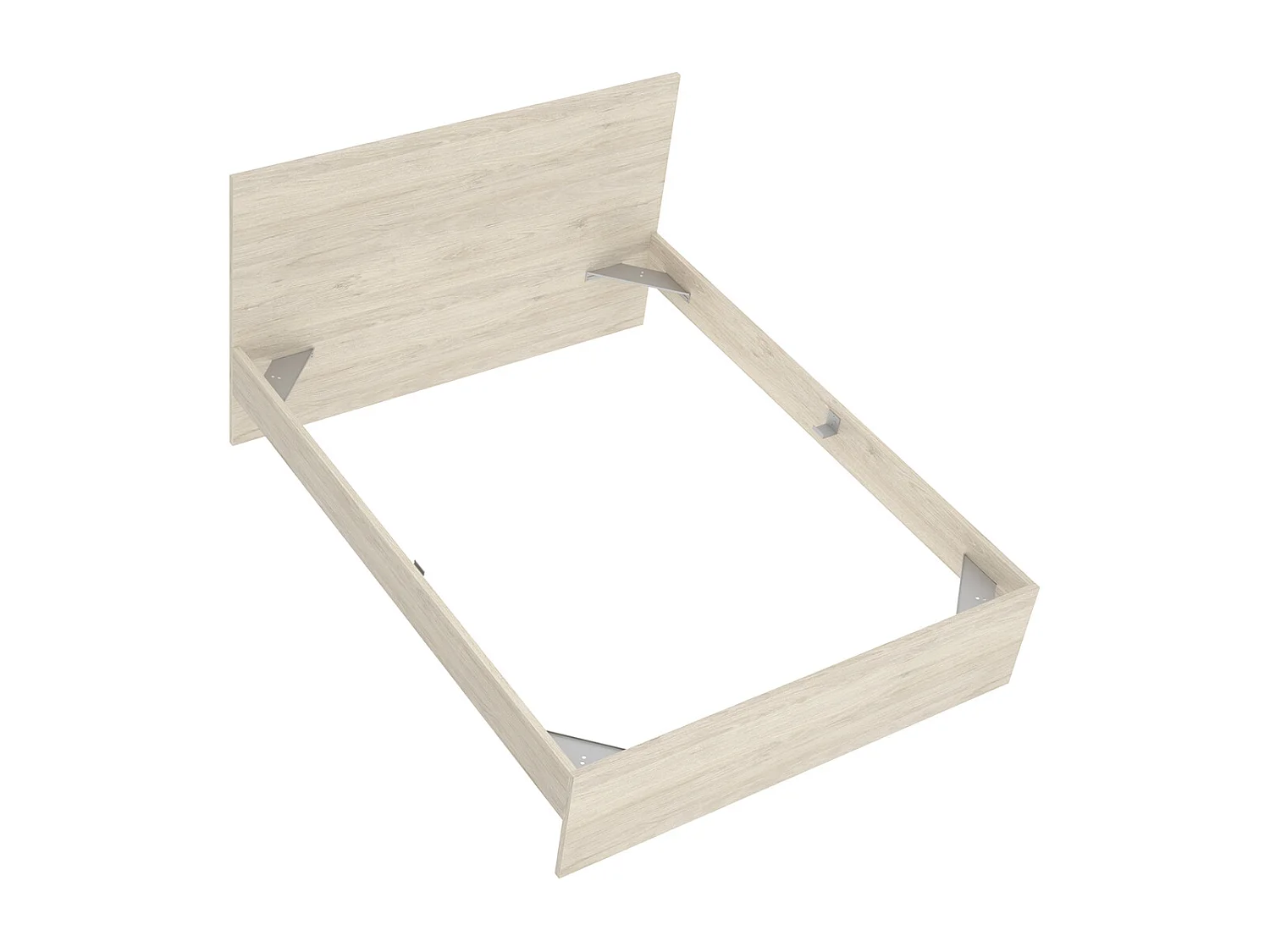 Lit adulte, couchage 140x190 cm en bois coloris chêne naturel - Longueur 145 x Profondeur 195 x Hauteur 100 cm