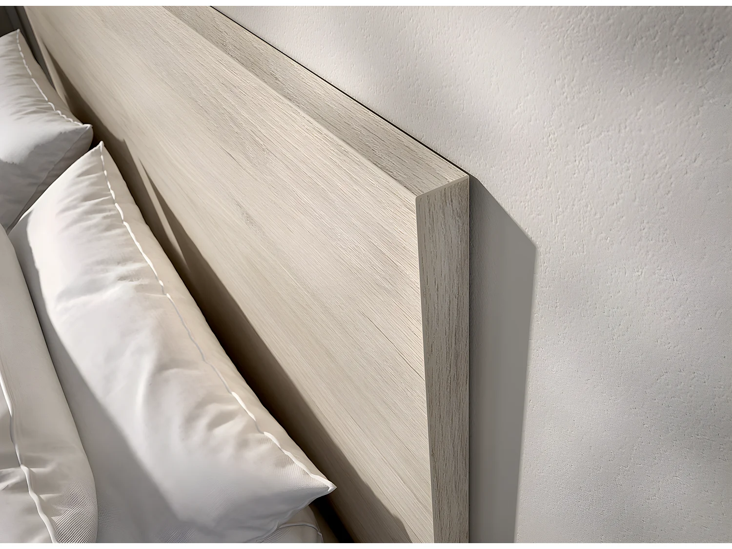 Lit adulte, couchage 140x190 cm en bois coloris chêne naturel - Longueur 145 x Profondeur 195 x Hauteur 100 cm