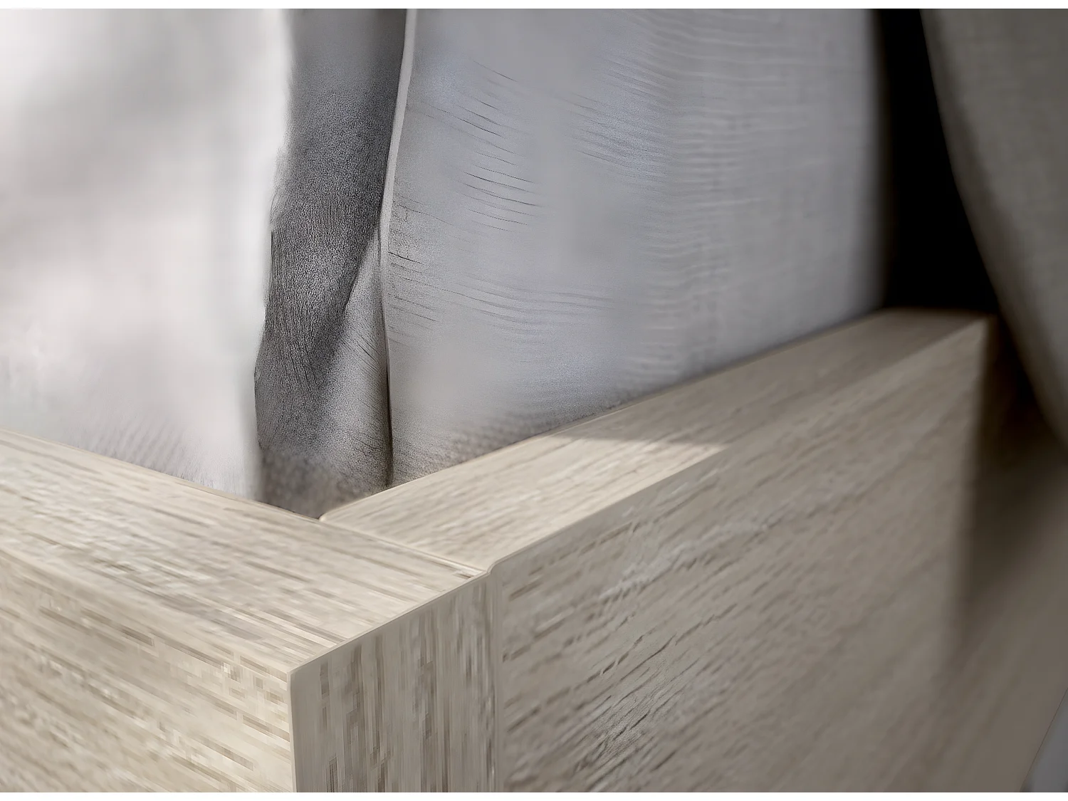 Lit adulte, couchage 140x190 cm en bois coloris chêne naturel - Longueur 145 x Profondeur 195 x Hauteur 100 cm