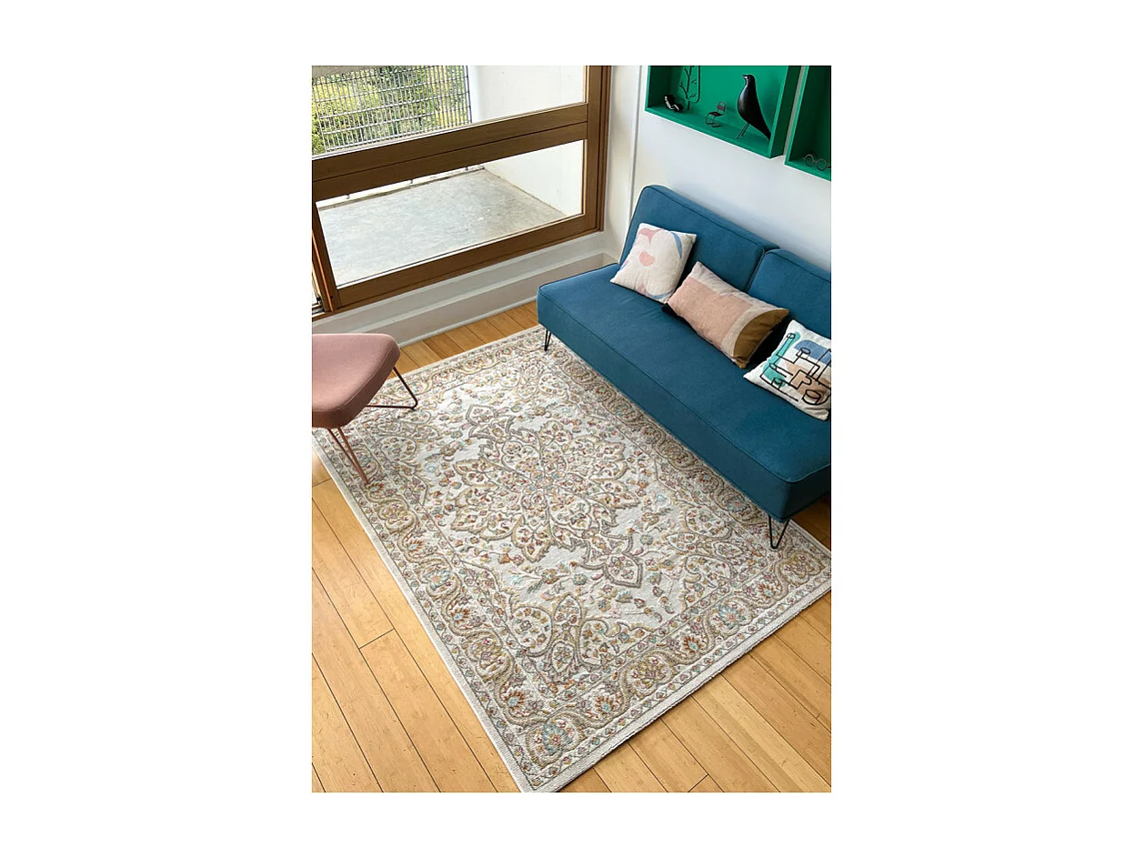 Tapis extérieur intérieur oriental multicolore - GRENADE 67 Crème 120*170