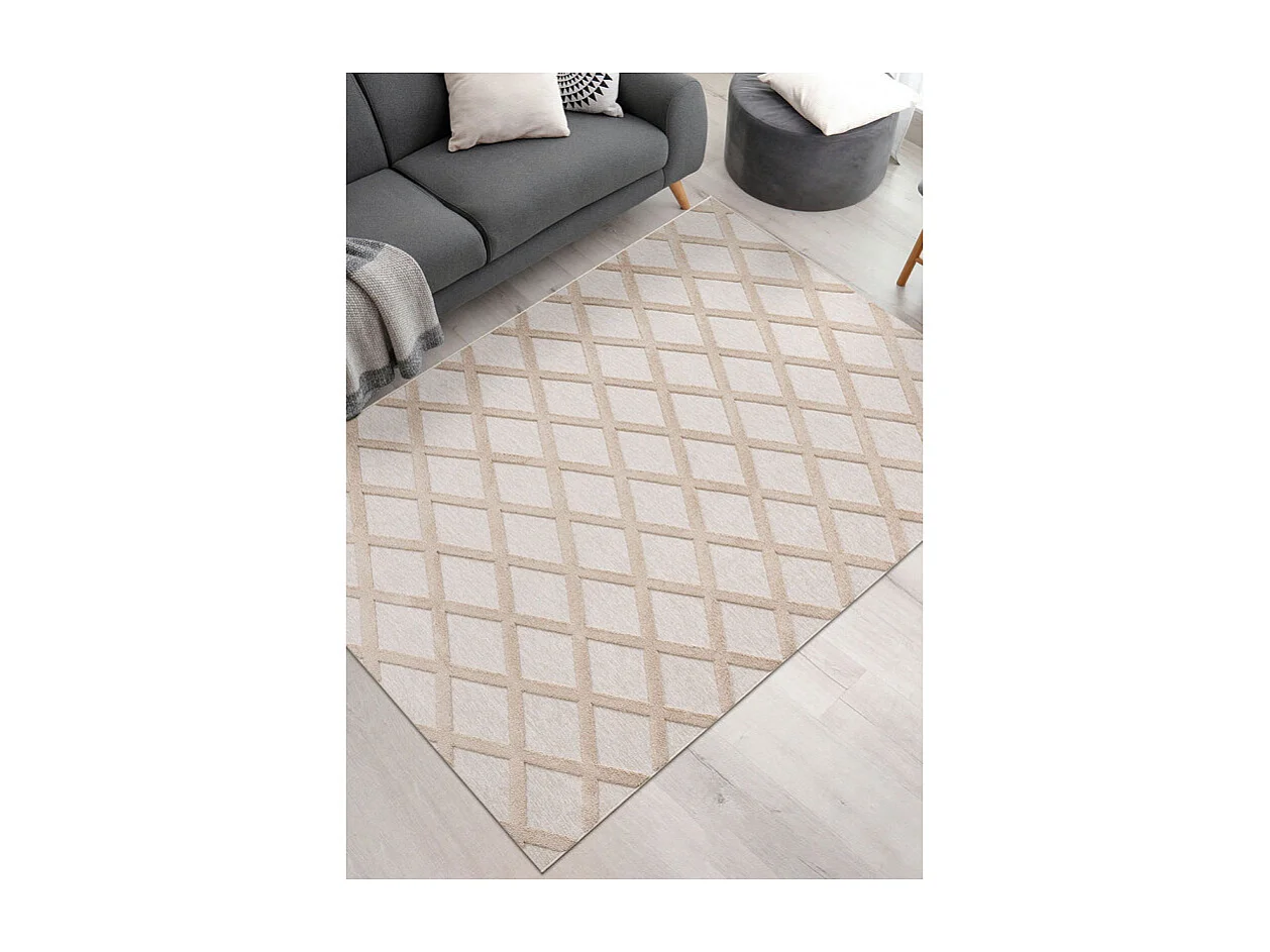 Tapis lavable scandinave - KUMLA 642 Beige 120*170