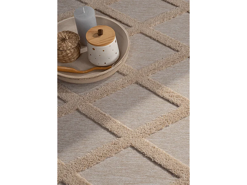 Tapis lavable scandinave - KUMLA 642 Beige 120*170