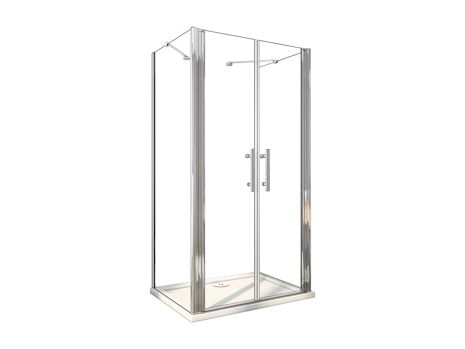 AICA Mampara de ducha abatible+paneles laterales,vidrio antical 6mm,cromado,900x800x900x1950mm