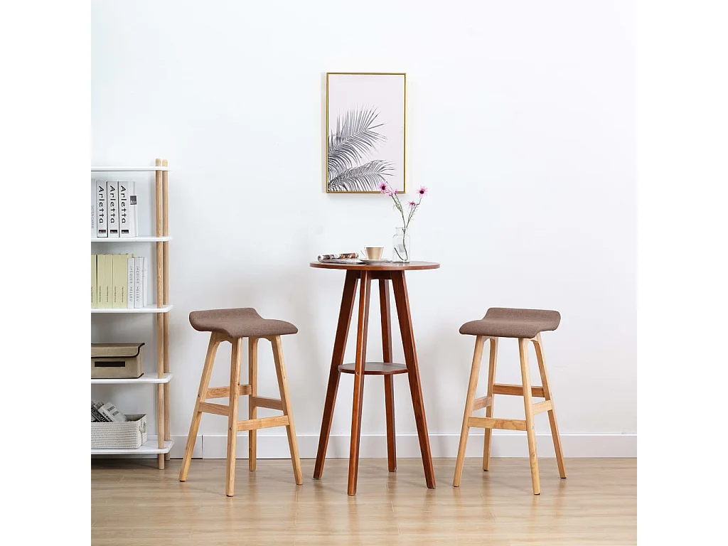 Tabourets de bar lot de 2 taupe tissu