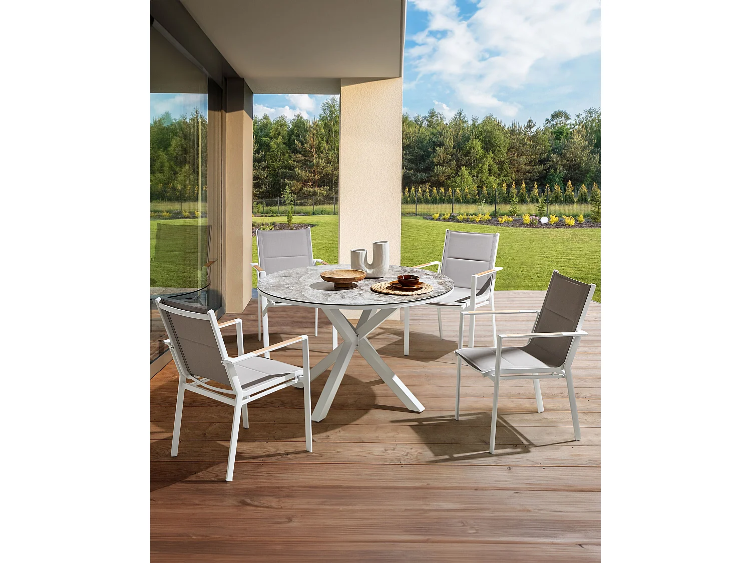 Set di 4 sedie da giardino BUSSETO Metallo Grigio
