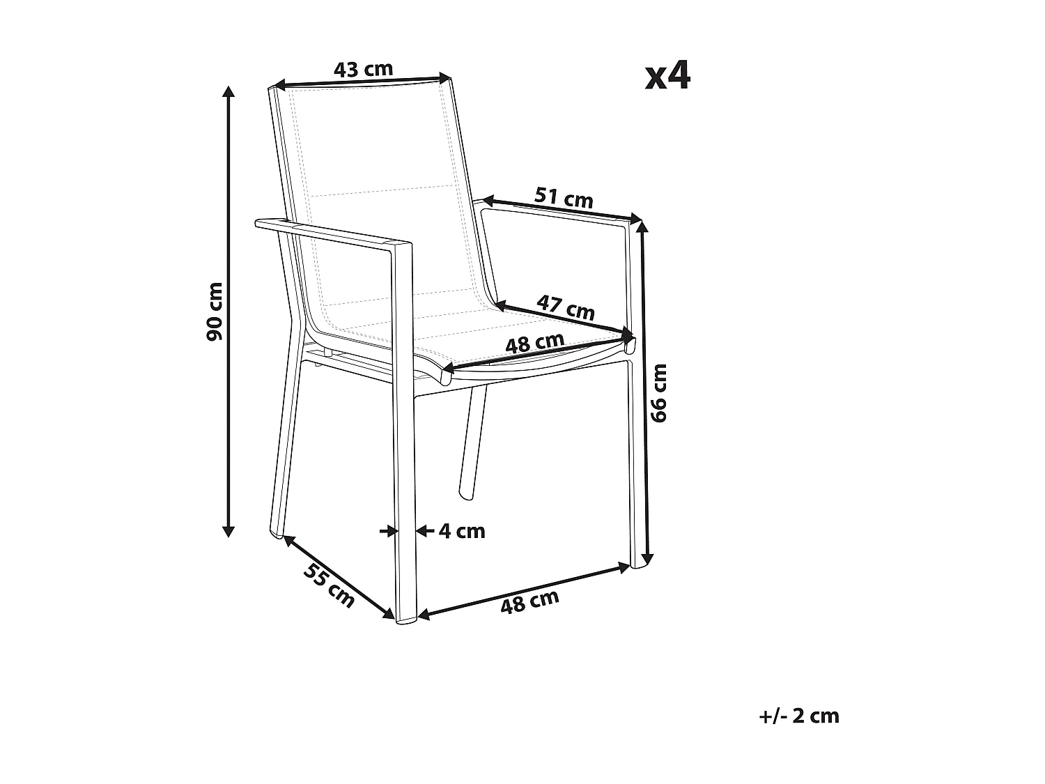 Set di 4 sedie da giardino BUSSETO Metallo Grigio