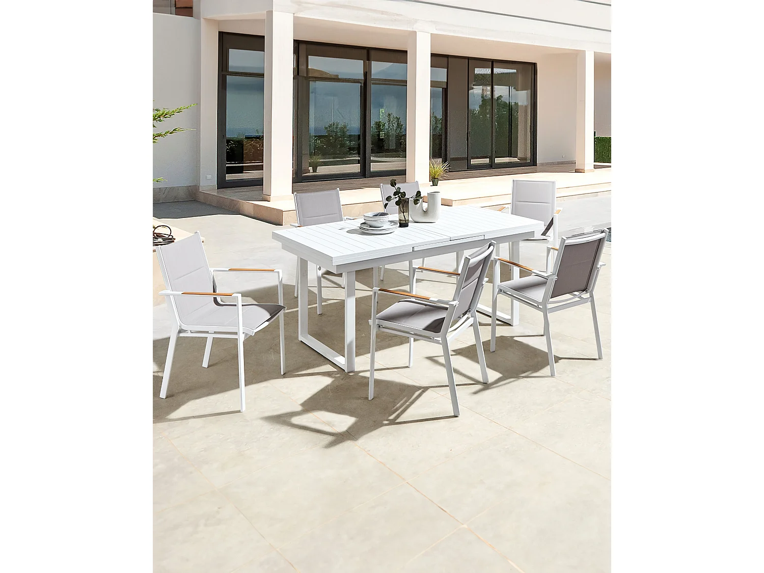 Set van 6 tuinstoelen BUSSETO Metaal Grijs