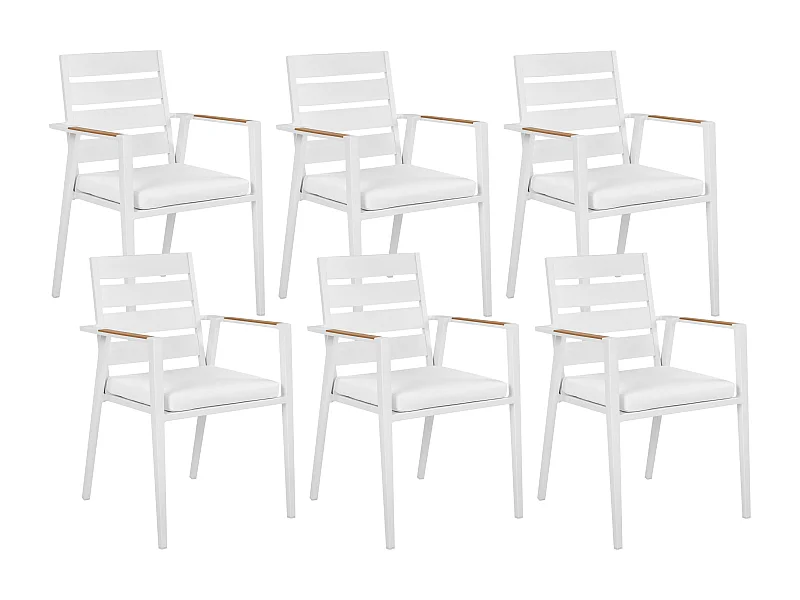 Lot de 6 chaises de jardin TAVIANO Métal Blanc