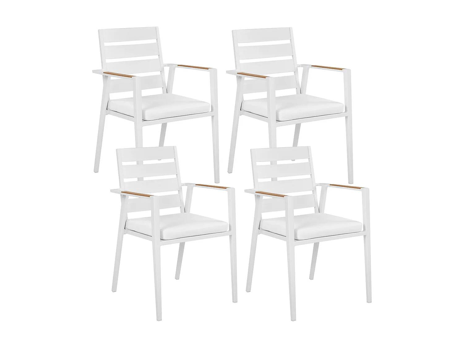 Lot de 4 chaises de jardin avec coussins TAVIANO Métal Blanc