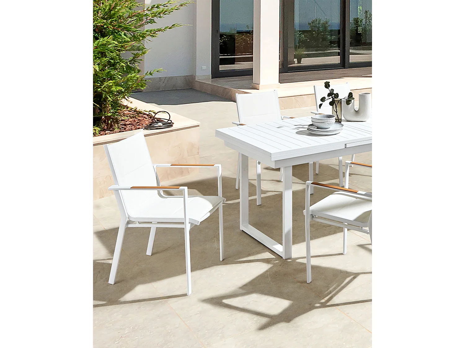 Lot de 6 chaises de jardin BUSSETO Métal Blanc