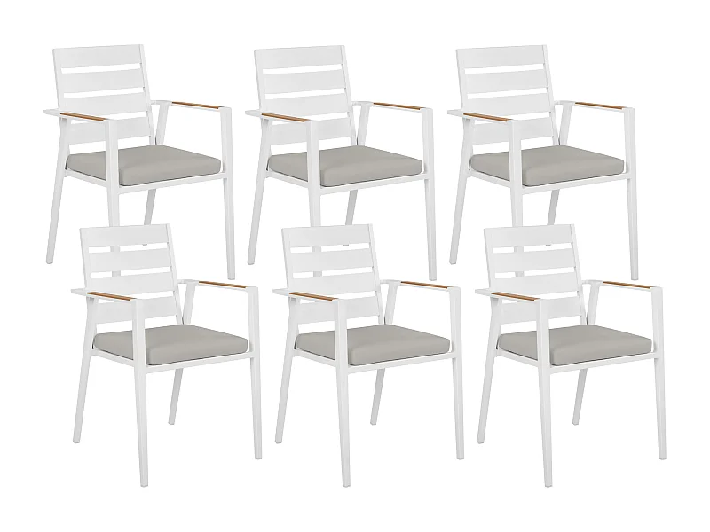 Set mit 6 Stühlen und Sitzkissen TAVIANO Metall Grau