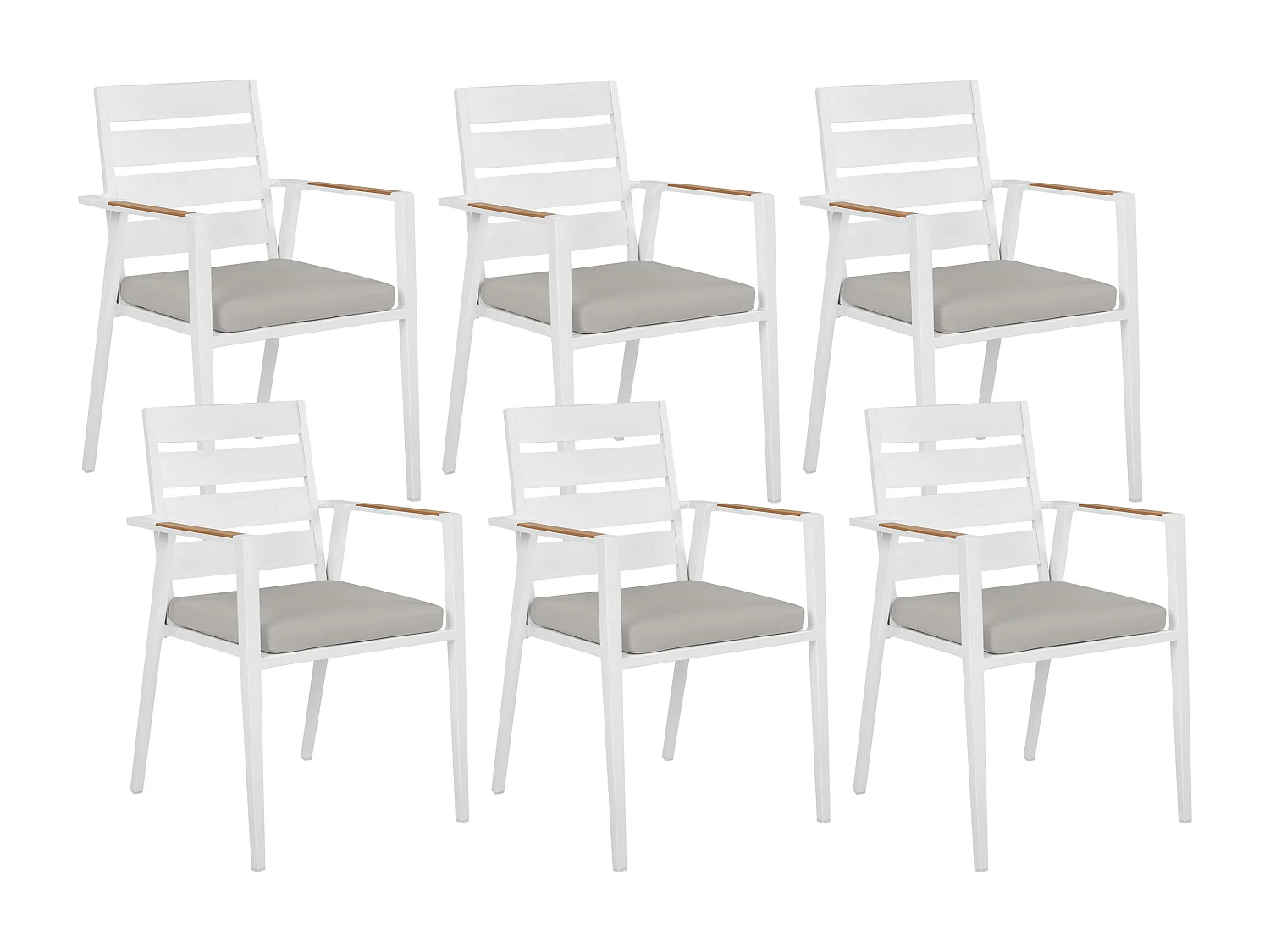 Set mit 6 Stühlen und Sitzkissen TAVIANO Metall Grau