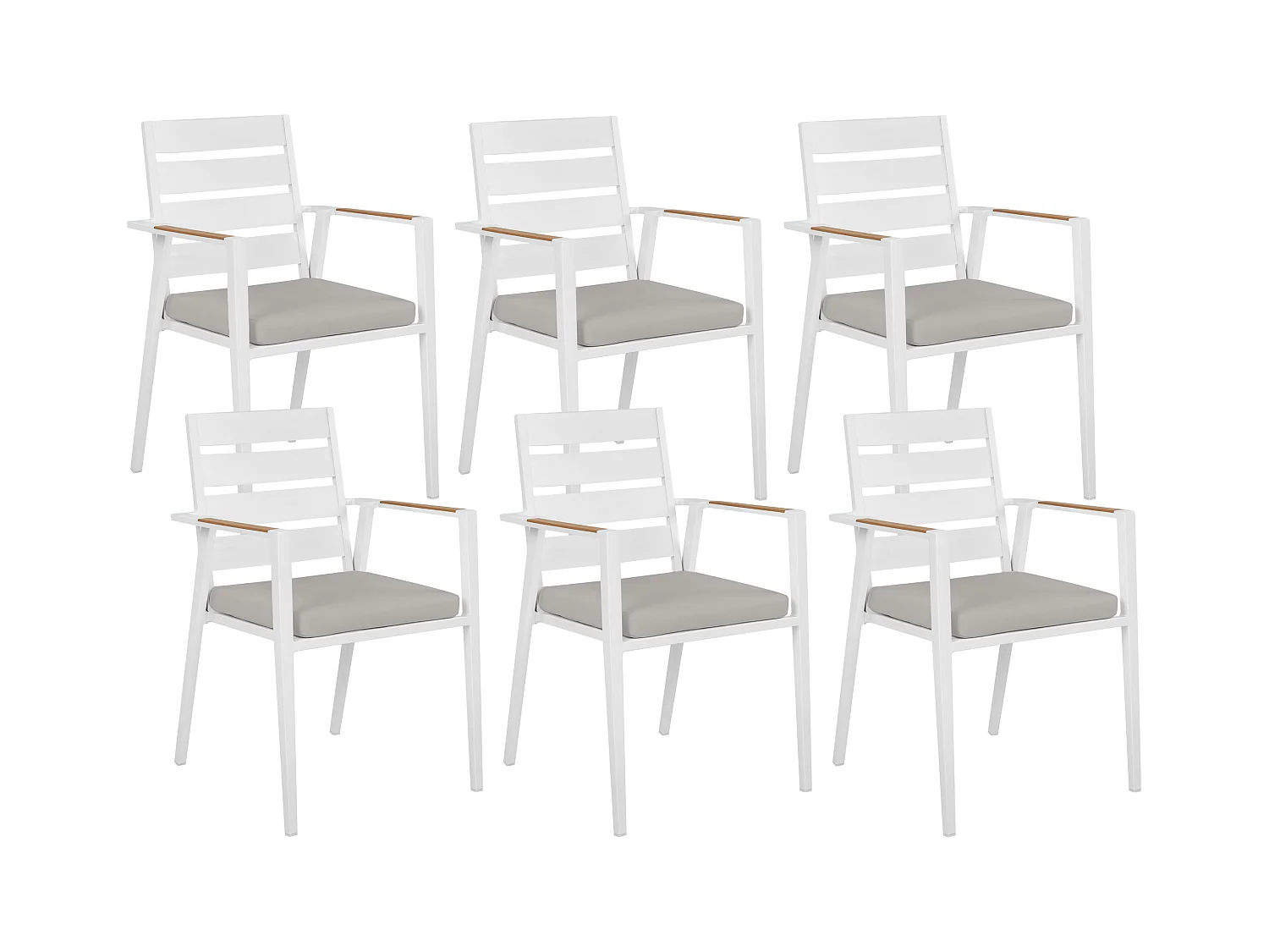 Lot de 6 chaises de jardin avec coussins TAVIANO Métal Gris