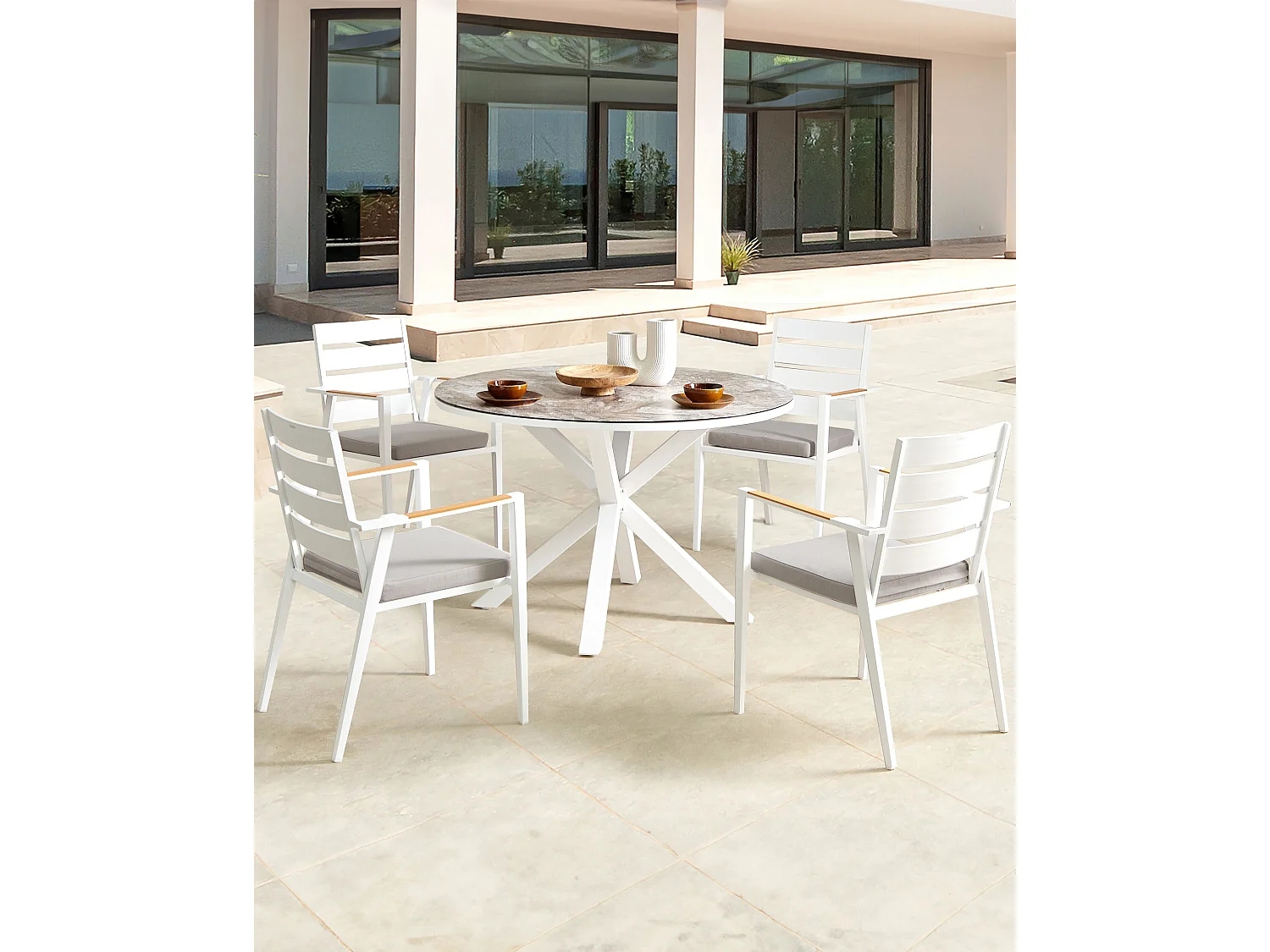 Set van 4 stoelen met zitkussen TAVIANO Metaal Grijs