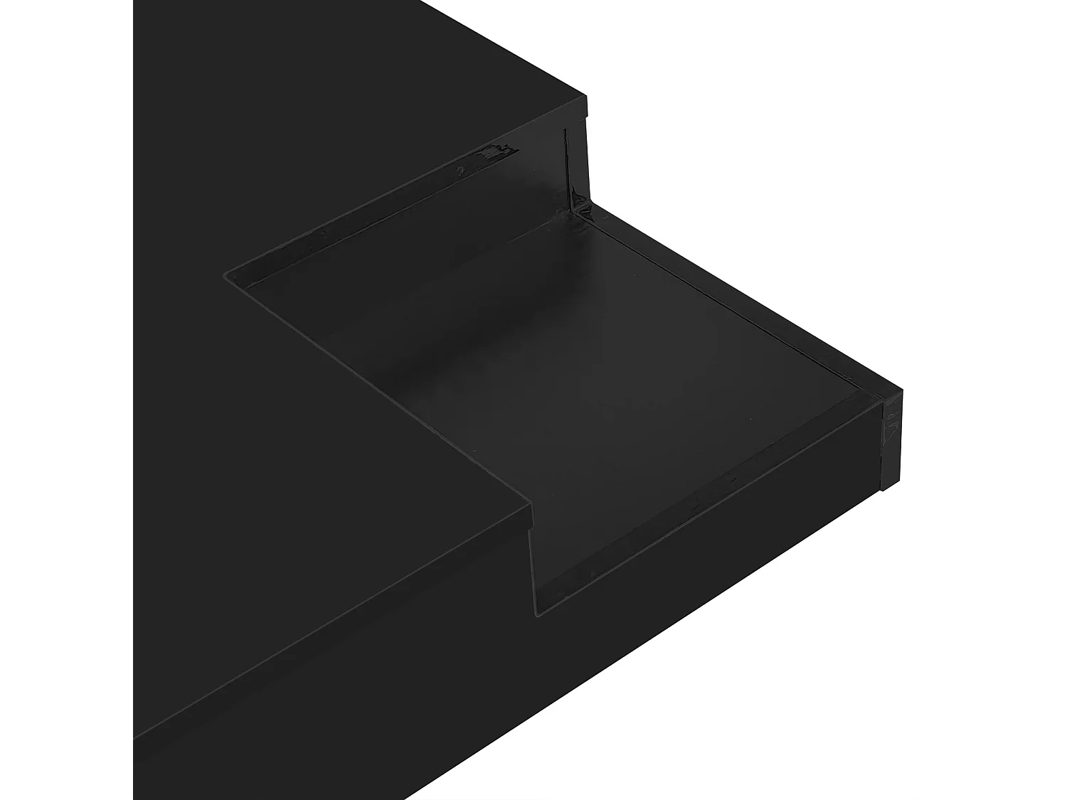 Mesa de centro quadrada com caixa de arrumação amovível - Luzes LED na parte inferior - Preto