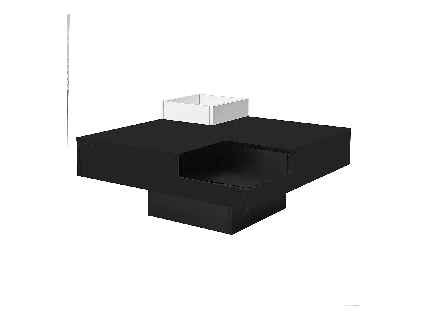 Mesa de centro cuadrada con caja de almacenamiento extraíble - Luces LED en la parte inferior - Negro