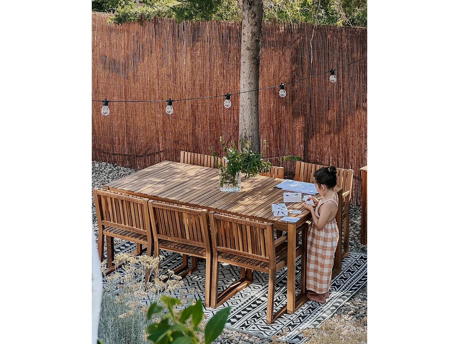 Lot de 8 chaises de jardin avec coussins SASSARI II Bleu marine