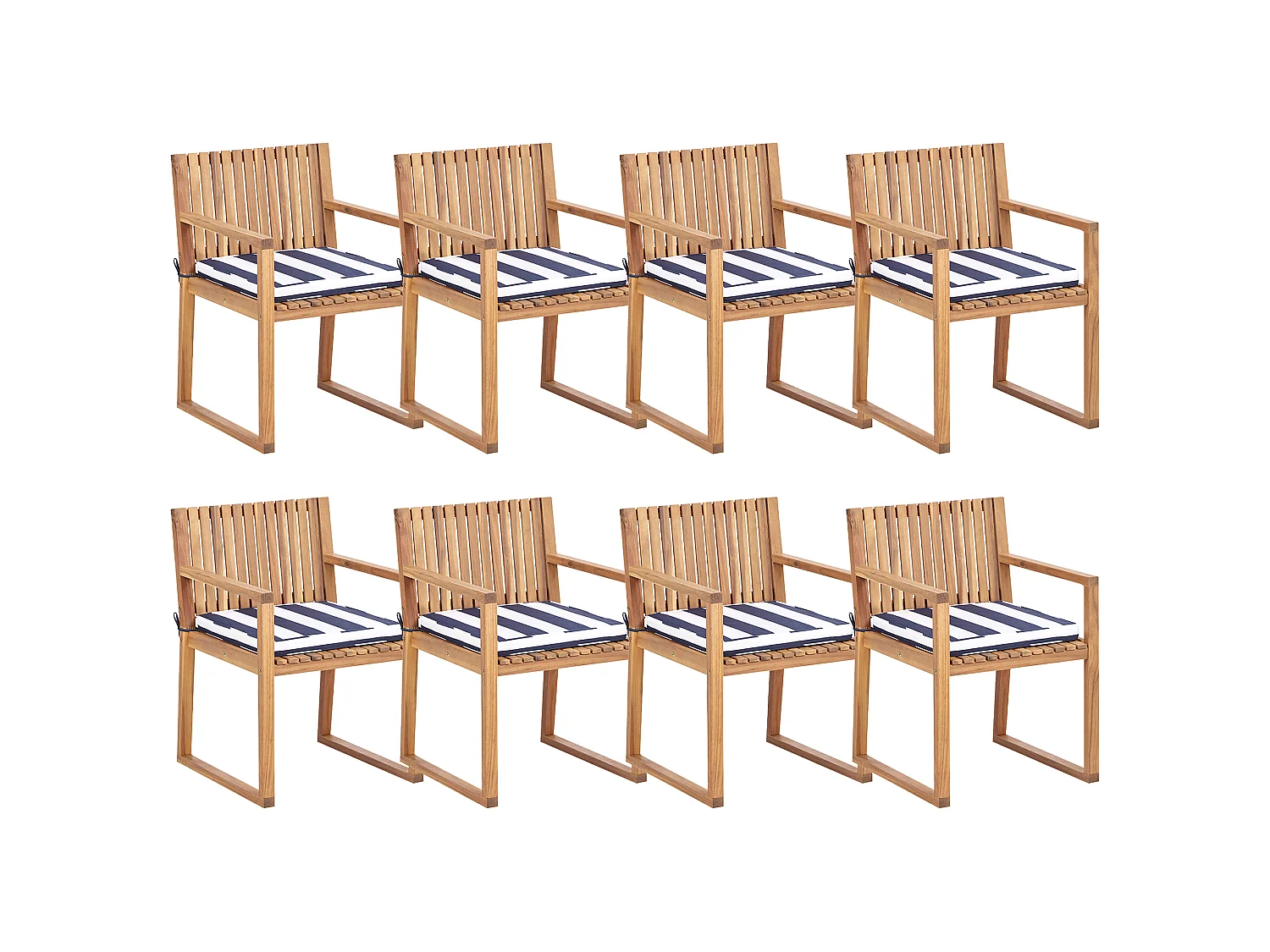 Lot de 8 chaises de jardin avec coussins SASSARI II Bleu marine