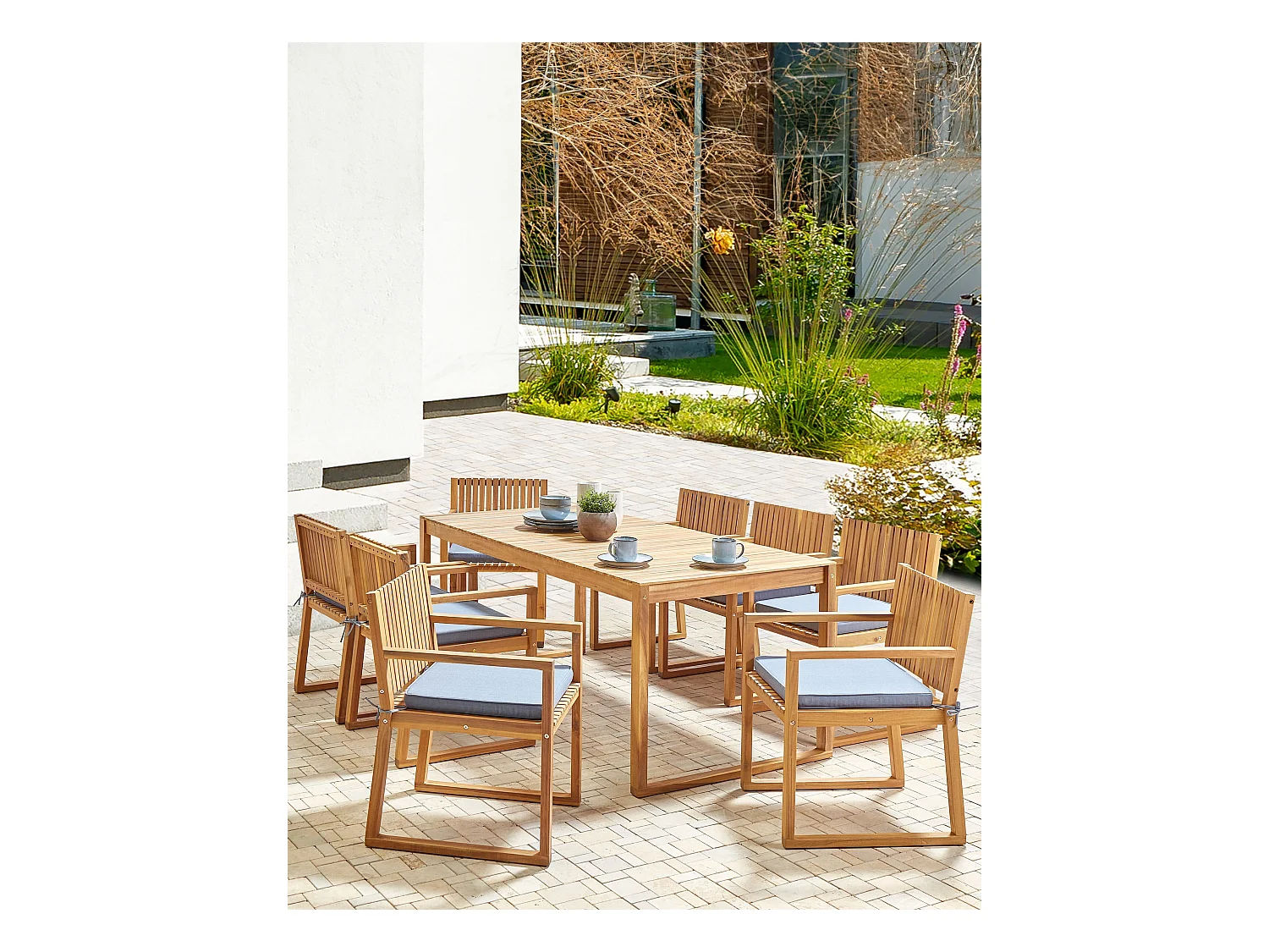 Set di 8 sedie da giardino con cuscini SASSARI II Blu