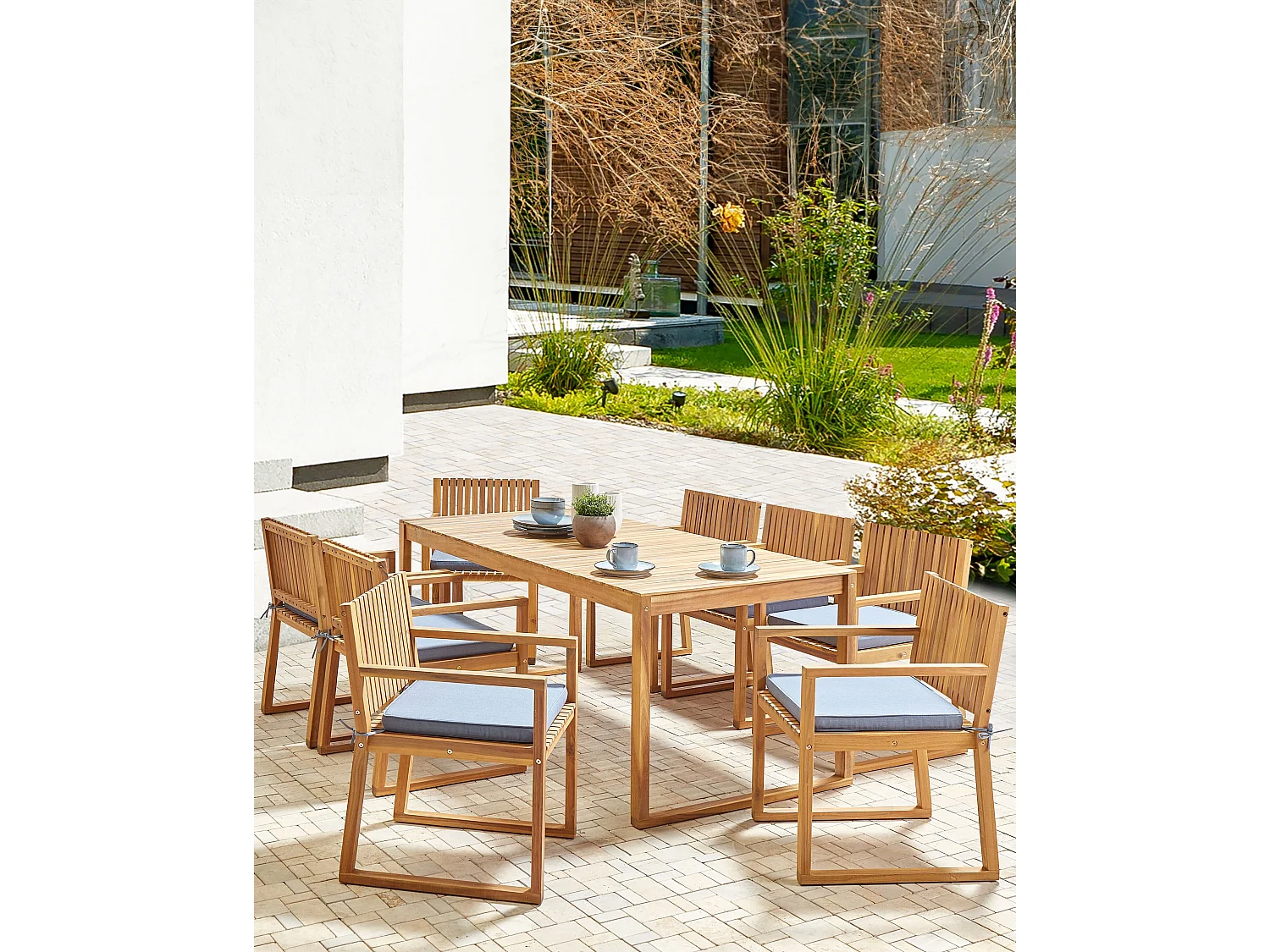 Set mit 8 Stühlen und Sitzkissen SASSARI II Blau