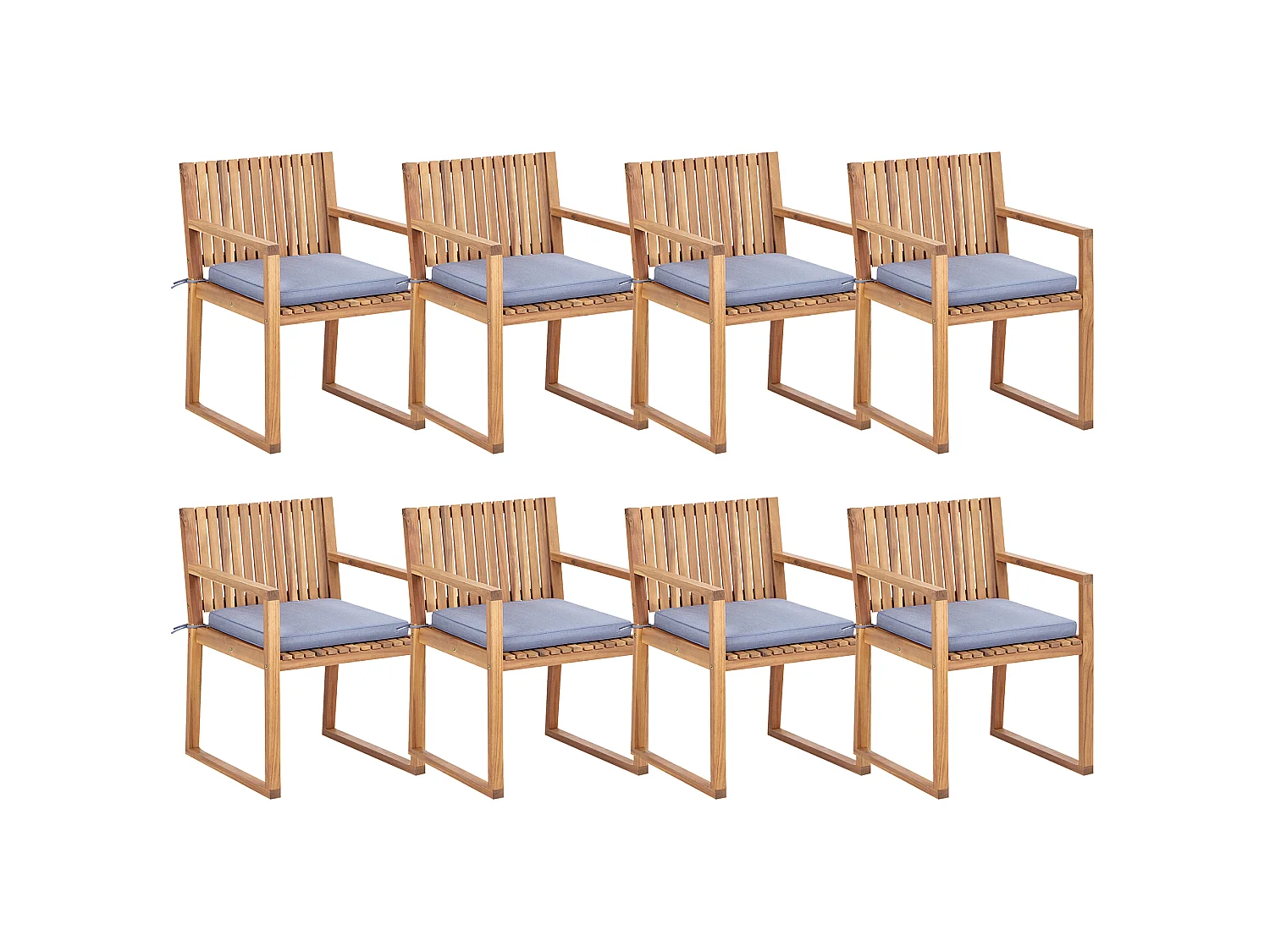 Lot de 8 chaises de jardin avec coussins SASSARI II Bleu