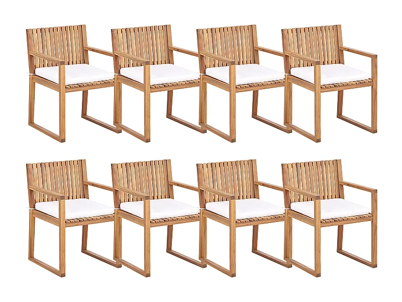 Set di 8 sedie da giardino con cuscini SASSARI II Bianco sporco