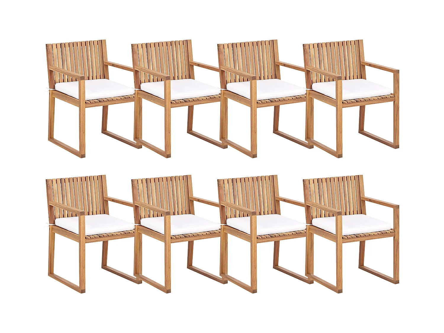 Set di 8 sedie da giardino con cuscini SASSARI II Bianco sporco