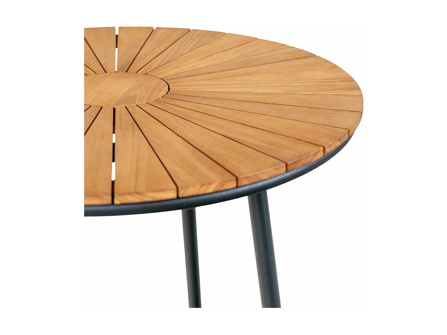 Cleveland set de jardin table de salle à manger Ø130cm naturel, noir et 4 Cleveland chaise naturel, noir.