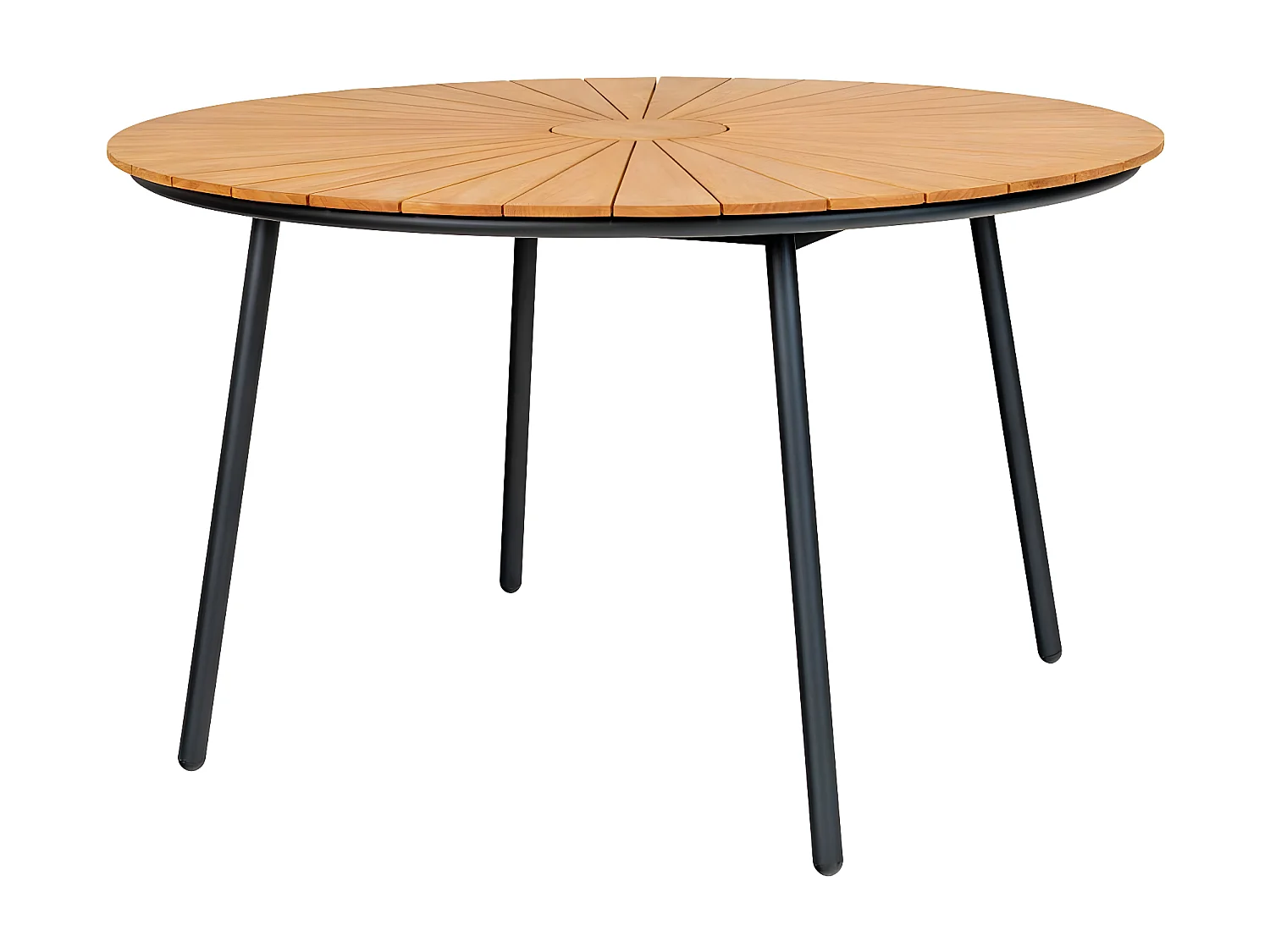 Cleveland set de jardin table de salle à manger Ø130cm naturel, noir et 4 Cleveland chaise naturel, noir.