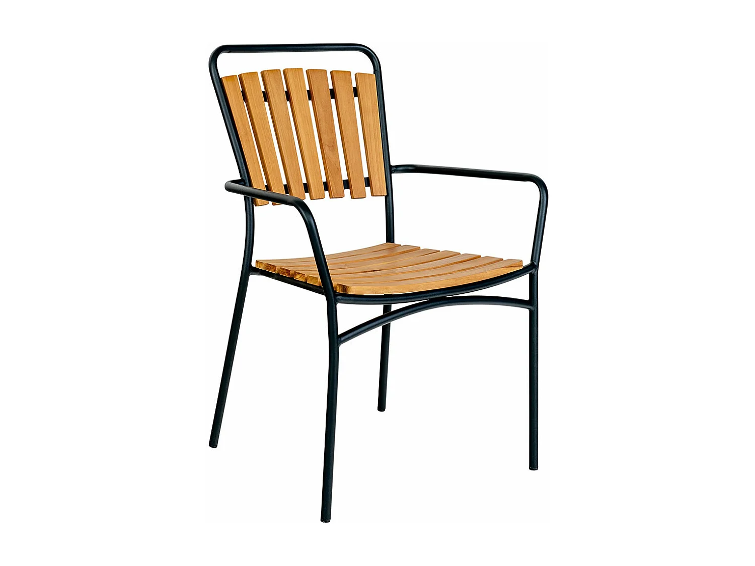 Cleveland set de jardin table de salle à manger Ø130cm naturel, noir et 4 Cleveland chaise naturel, noir.