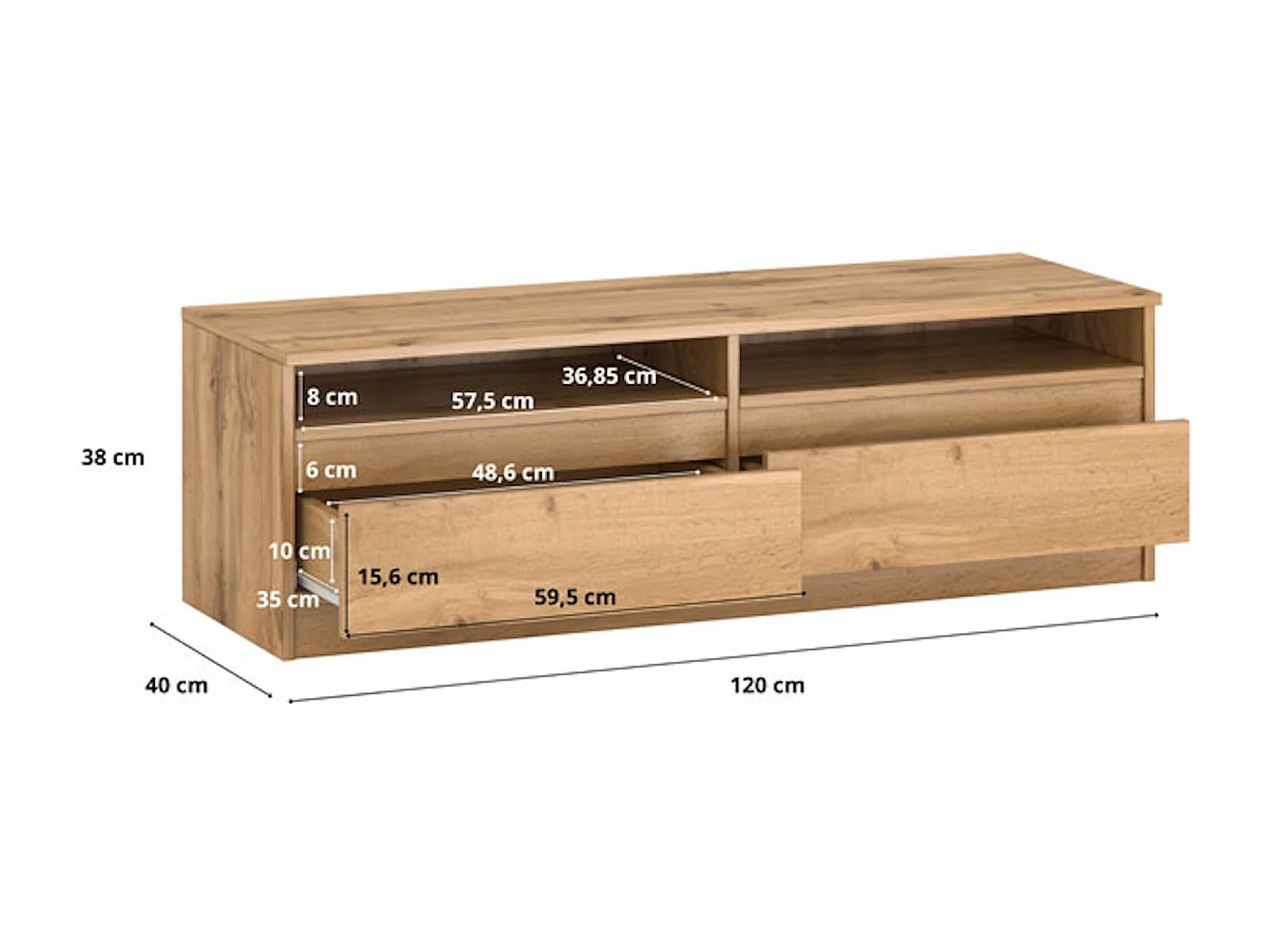 Lowboard Lala 120 Wotan Eiche 120 / 40 / 38cm