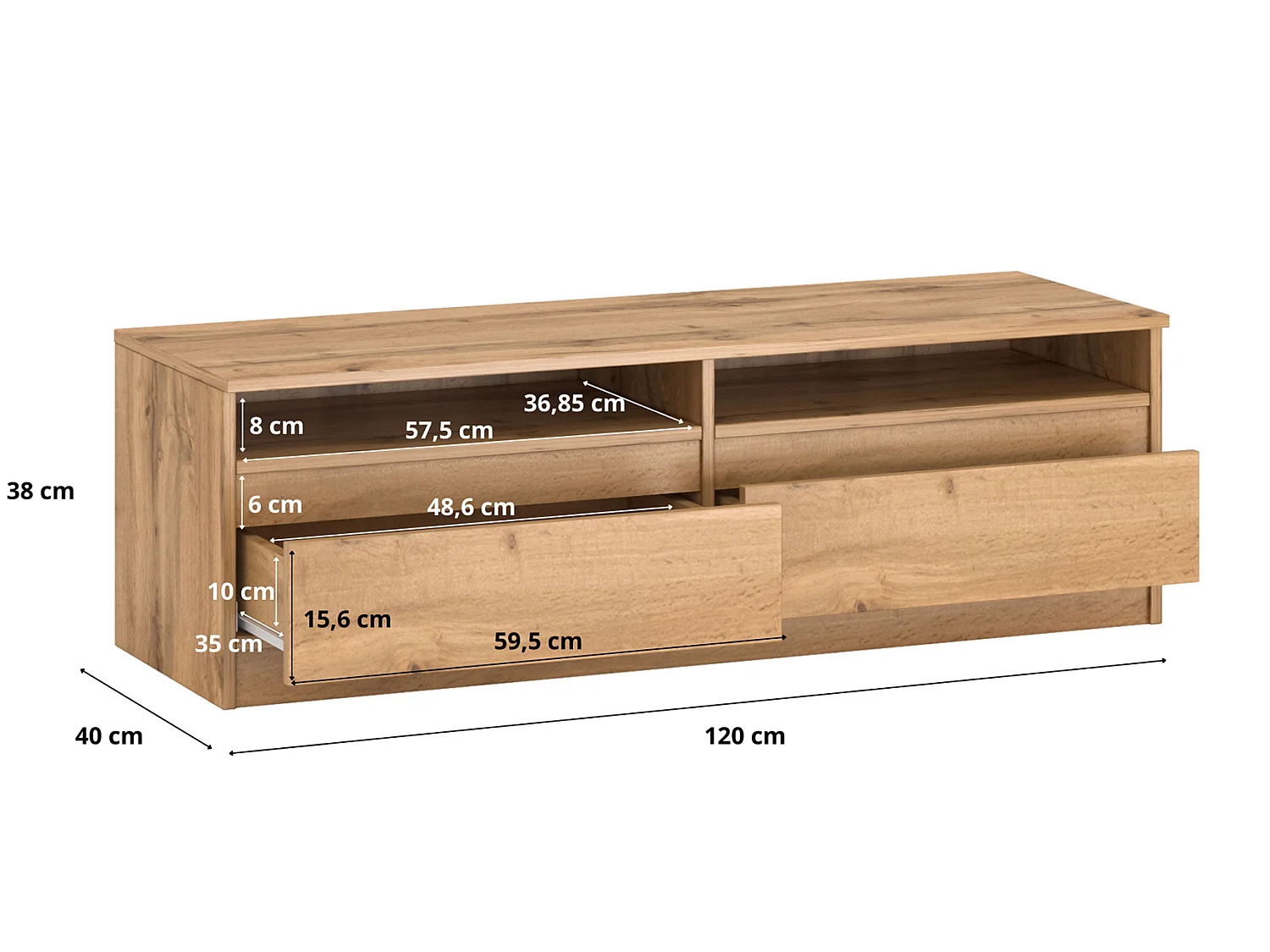 LOWBOARD Lala 120 Wotan Eiche 120 / 40 / 38cm