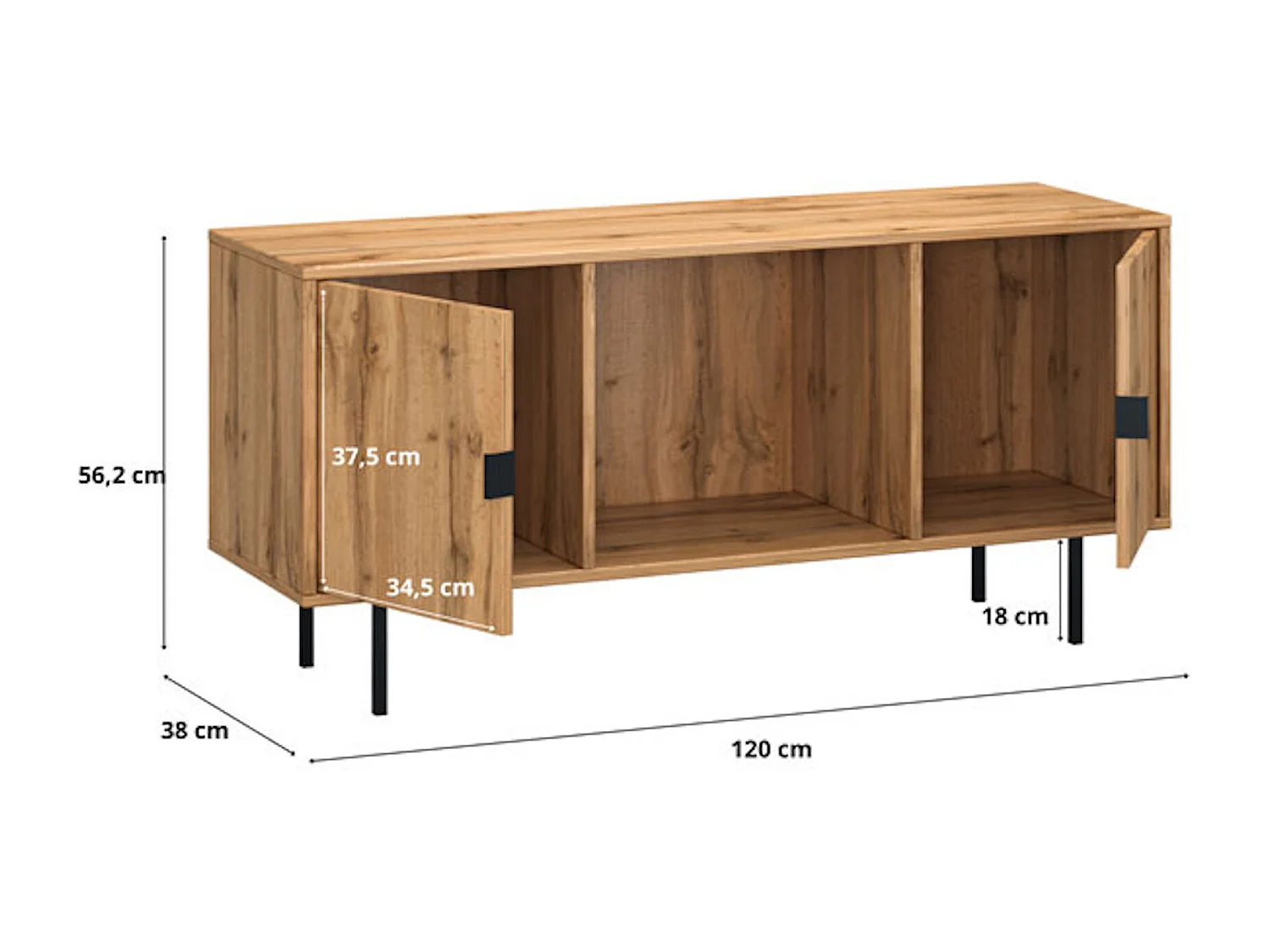 Lowboard Kendo Wotan Eiche  120 / 38 / 56cm