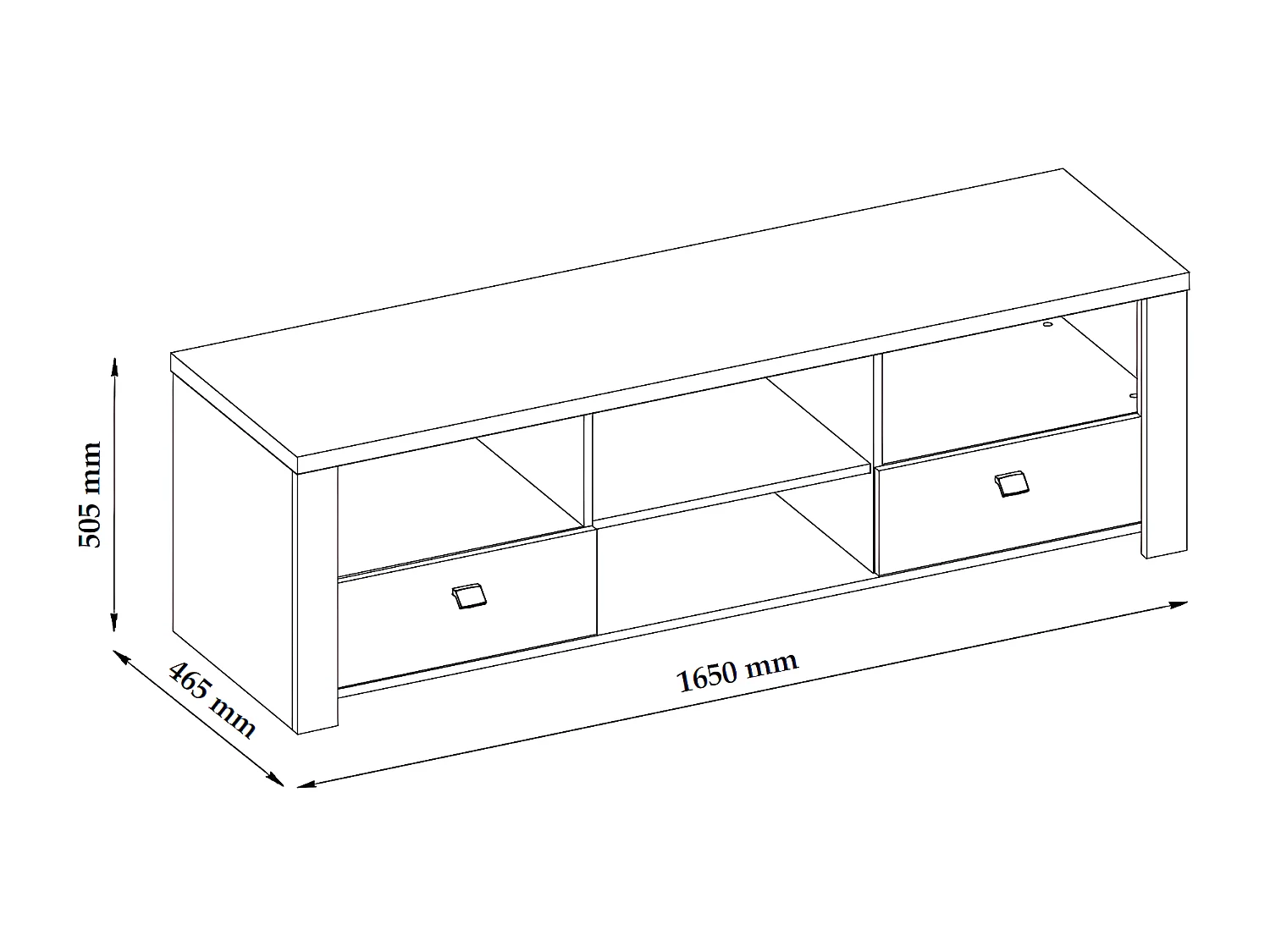 LOWBOARD Latour grau / Eiche Delano 165 / 57 / 50cm