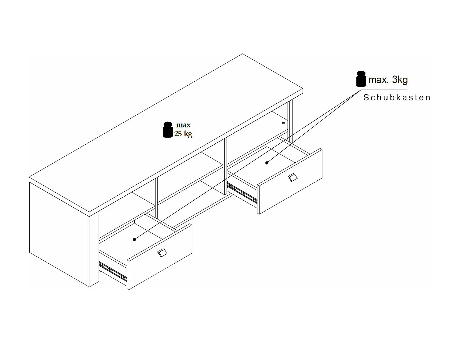 LOWBOARD Latour grau / Eiche Delano 165 / 57 / 50cm