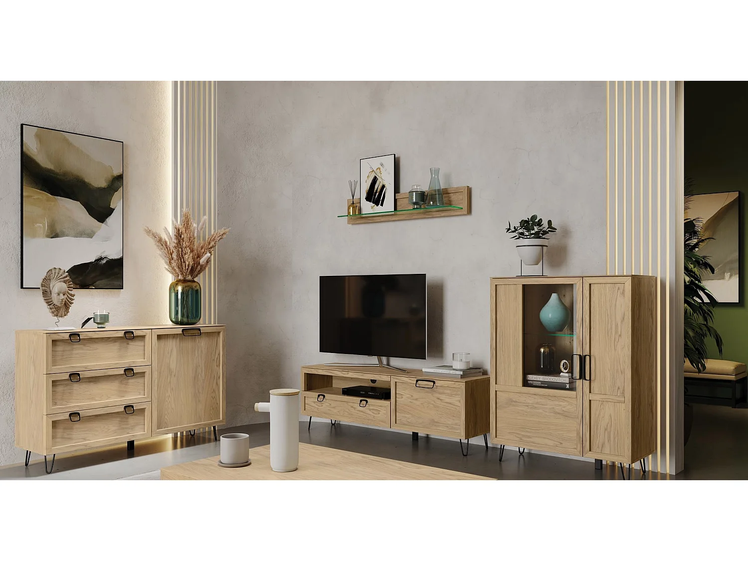 WOHNWAND Limbo Eiche Artisan 4-teilig