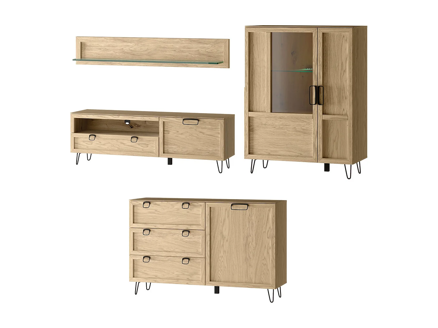 WOHNWAND Limbo Eiche Artisan 4-teilig