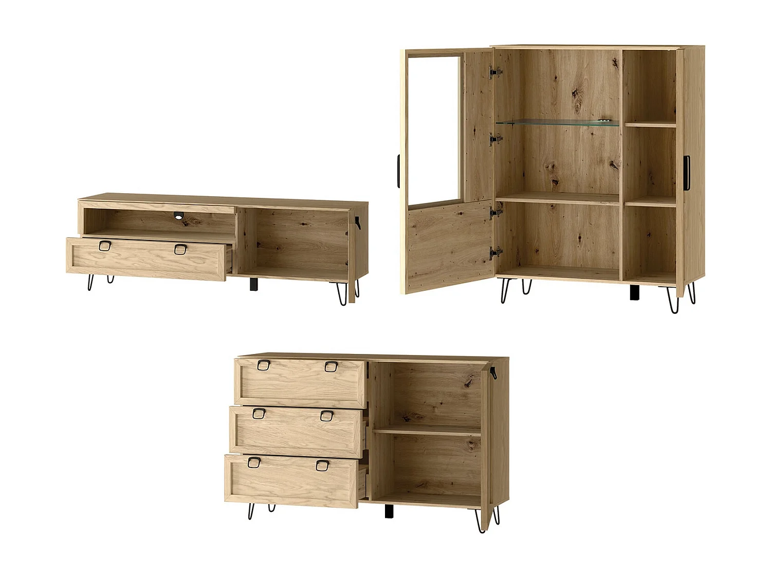 WOHNWAND Limbo Eiche Artisan 4-teilig