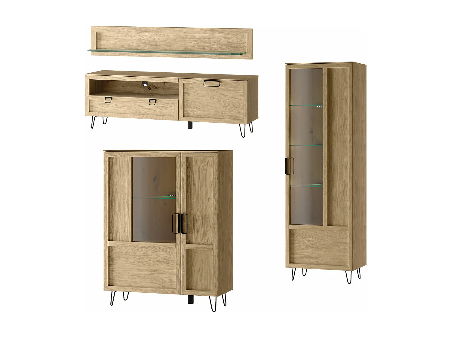 WOHNWAND Limbo Eiche Artisan 4-teilig