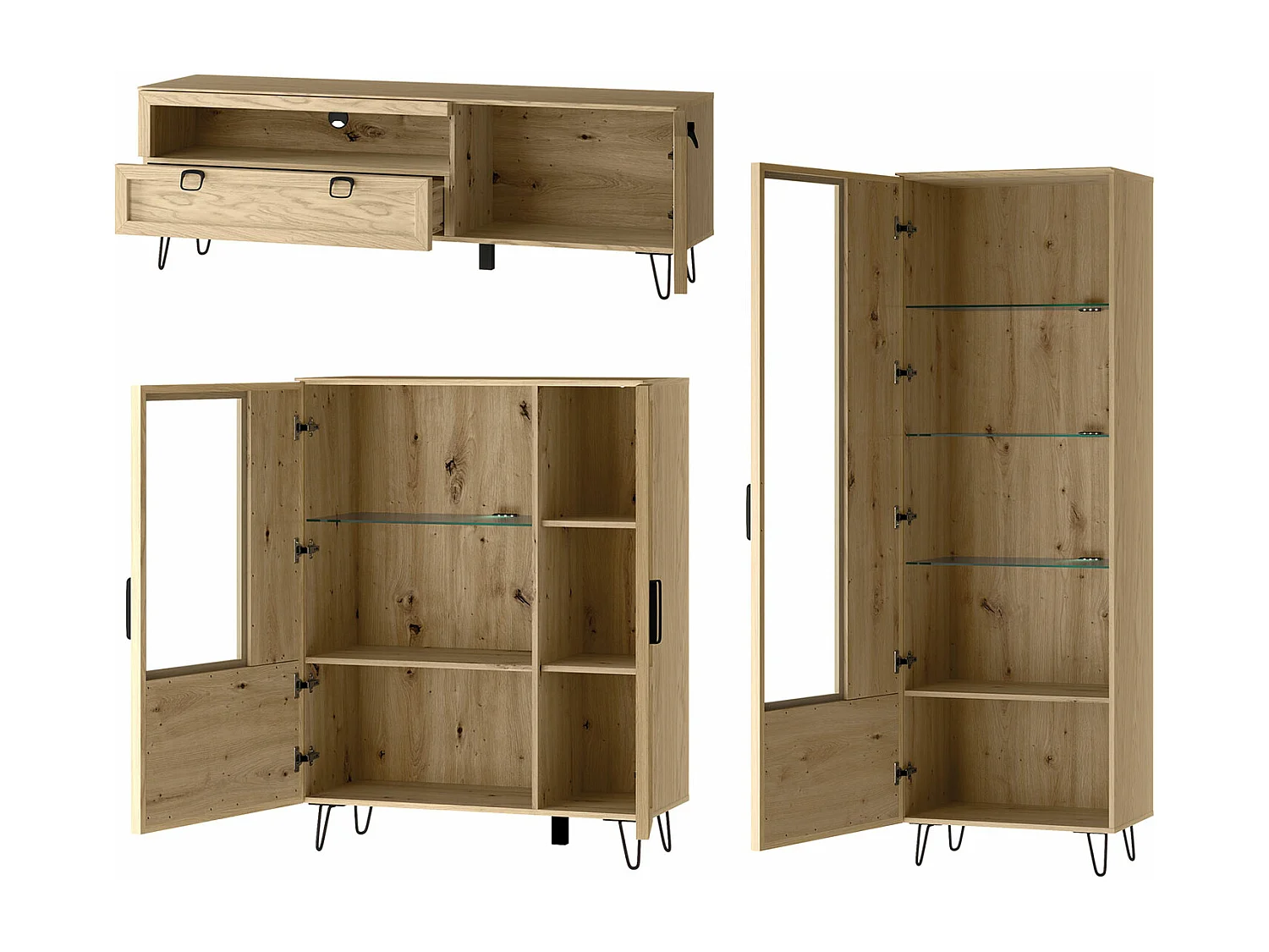 WOHNWAND Limbo Eiche Artisan 4-teilig