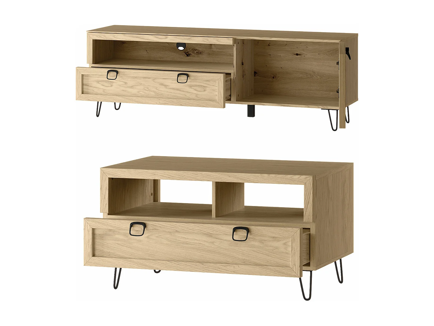 WOHNZIMMER-SET Limbo Eiche Artisan 3-teilig