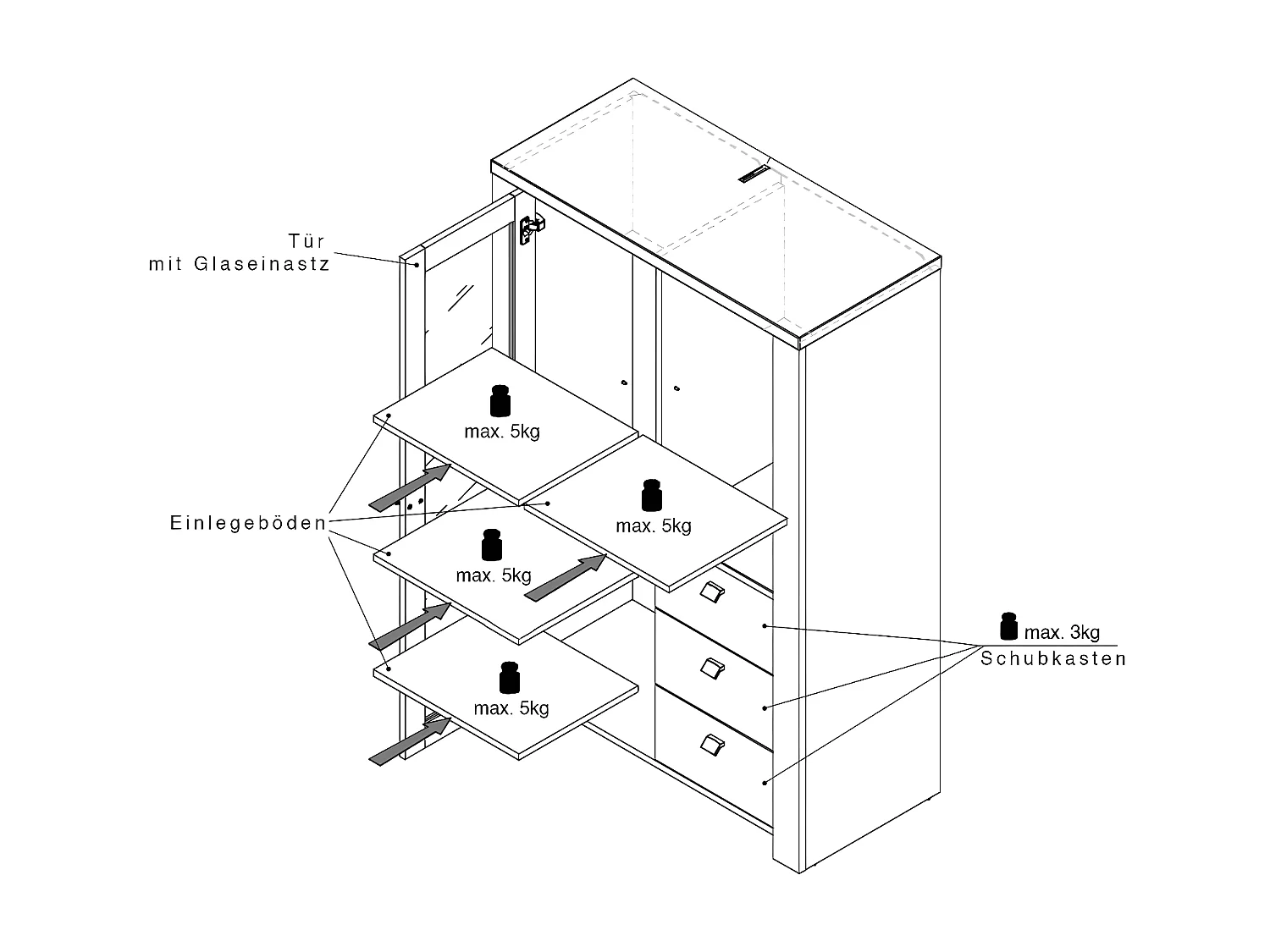 WOHNWAND Latour grau / Eiche Delano 255 / 57 / 135cm 3-teilig