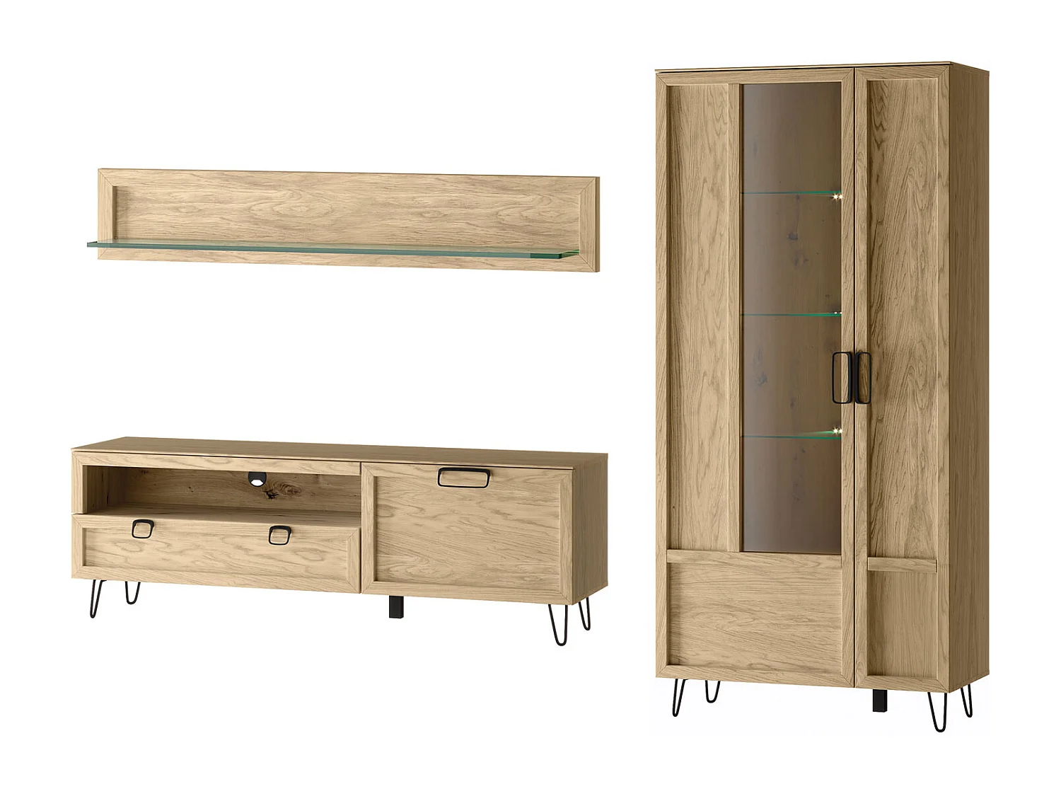 WOHNWAND Limbo Eiche Artisan 3-teilig